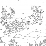 Santa Flying in His Sleigh Pulled...