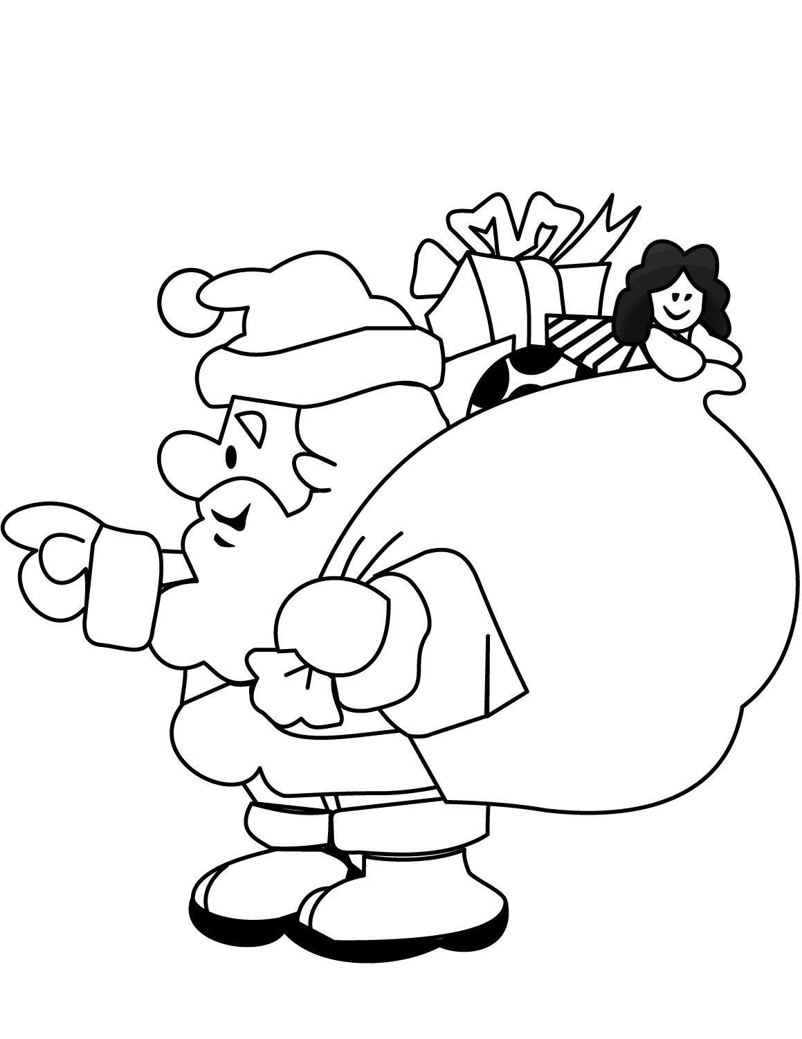Santa with Big Gift Bag