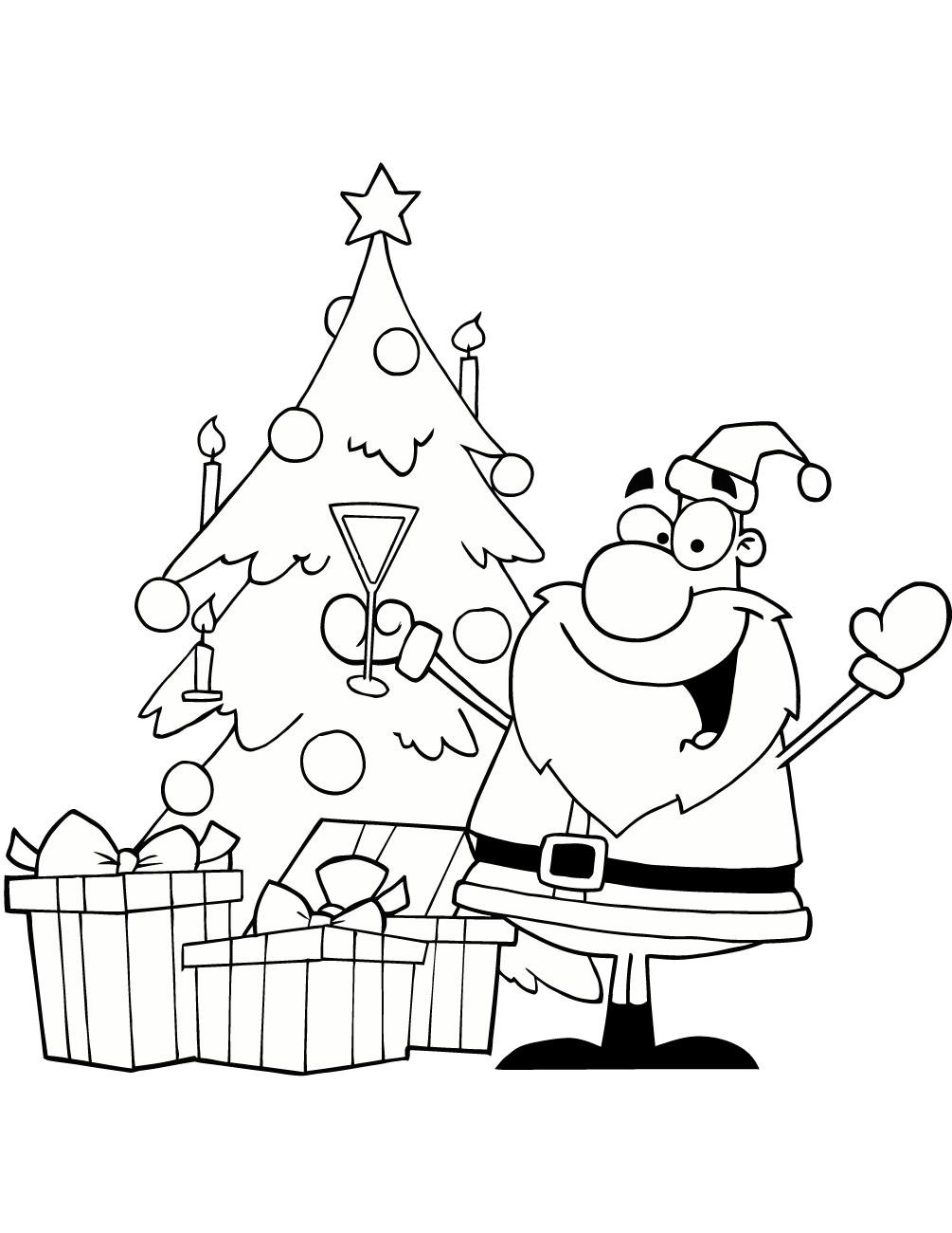 Santa Drinking Champagne by a...