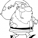 Happy Santa Claus Runs with Bag