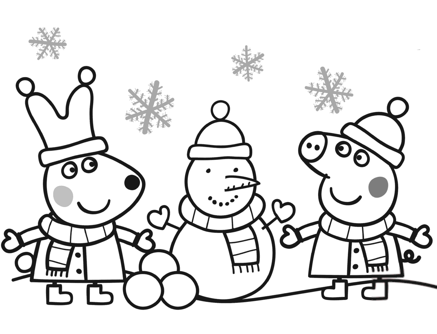 Peppa and Rebecca are Making Snowman