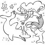 Mermaid with Unicorn Dolphins