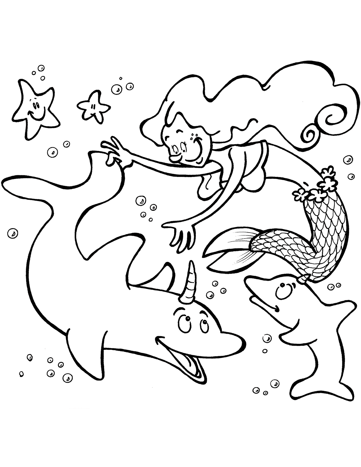 Mermaid with Unicorn Dolphins