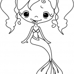 Dziewczynka Mermaid mająca kwiatka...