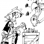 Cowboy and Horse Playing Chess