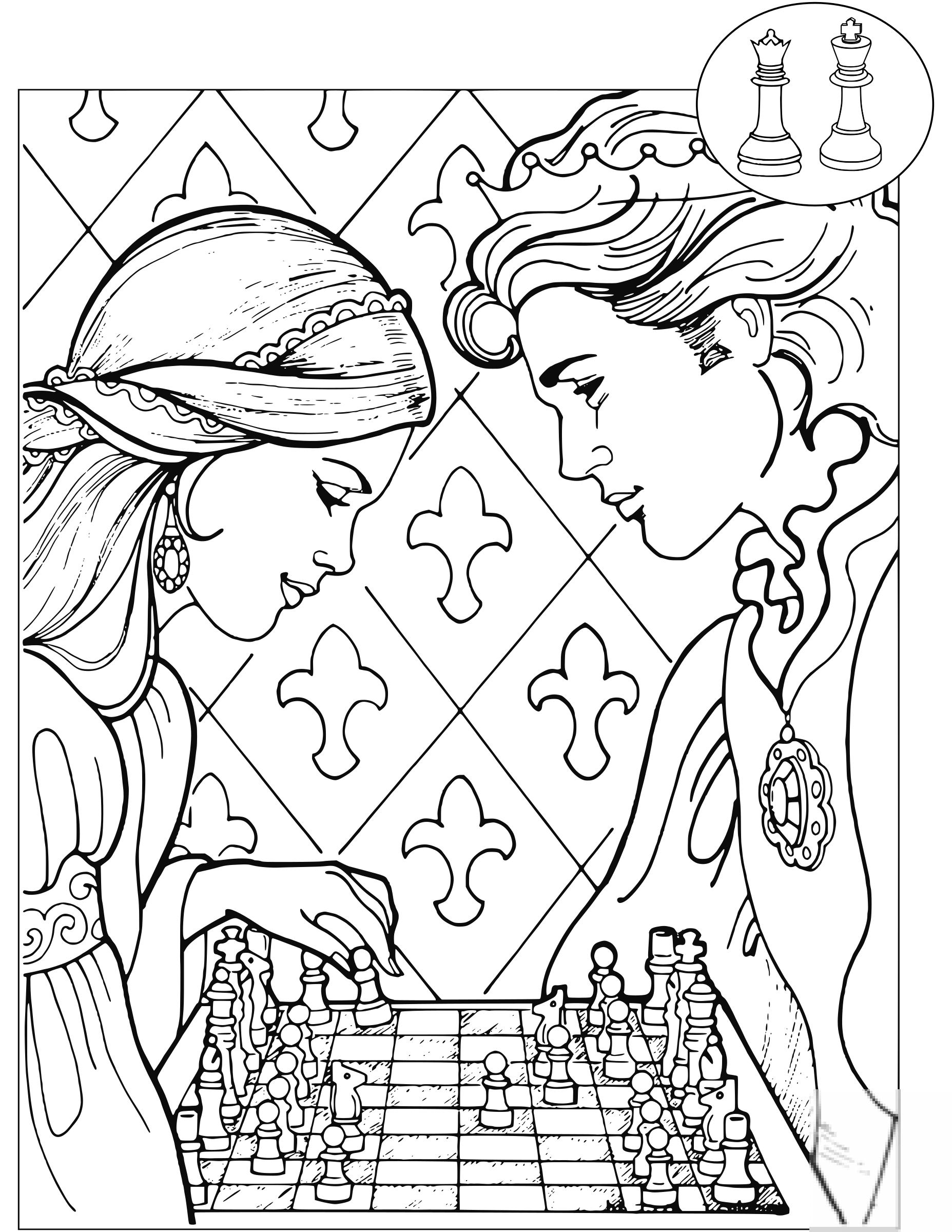 Princess and Prince Playing Chess