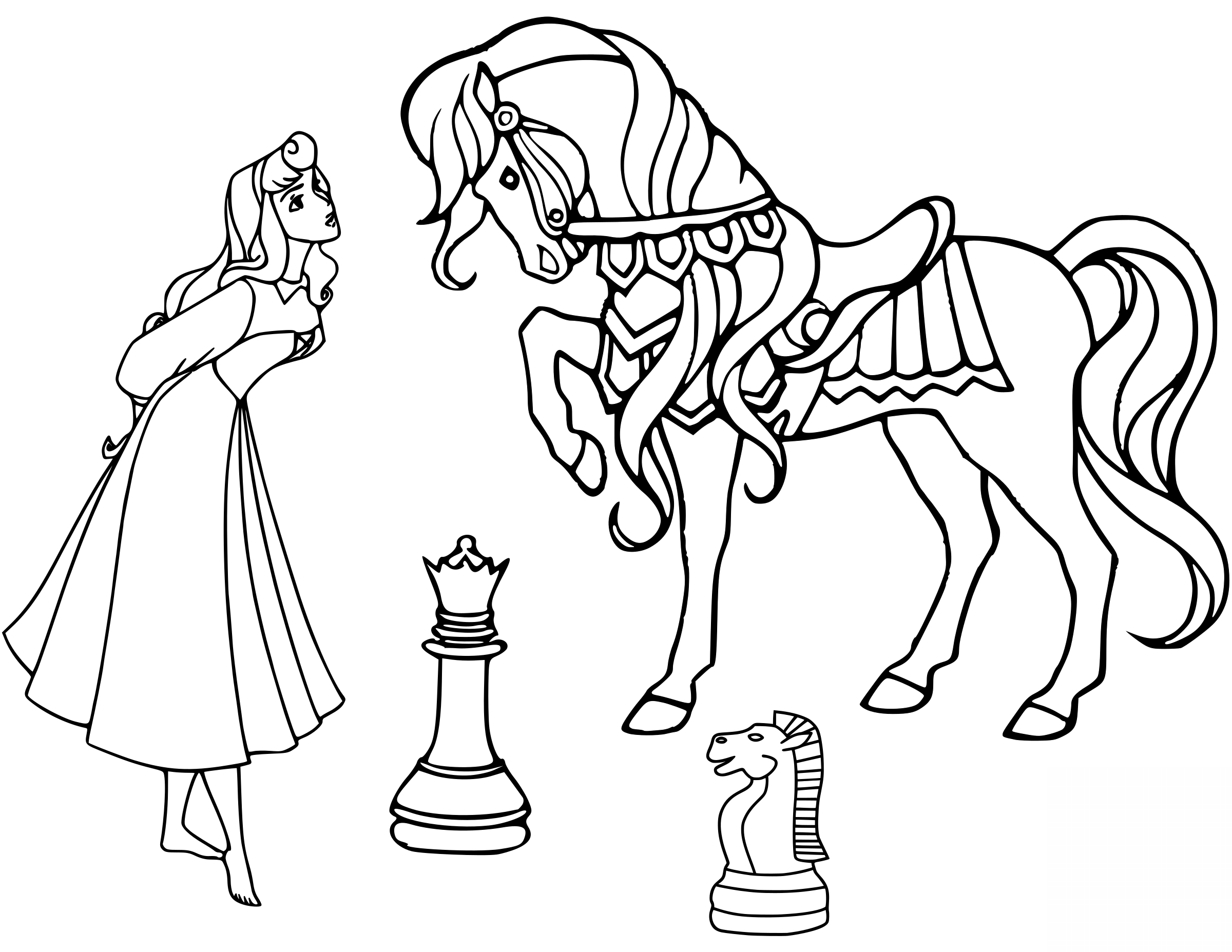 Dama and Horse Chess Pieces