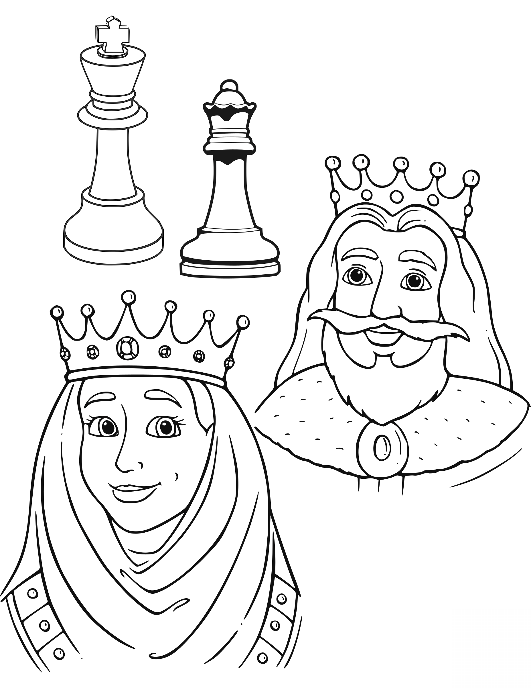 Queen and King Chess Pieces
