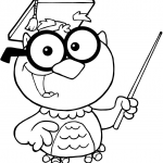 Owl Teacher with Graduate Cap and...