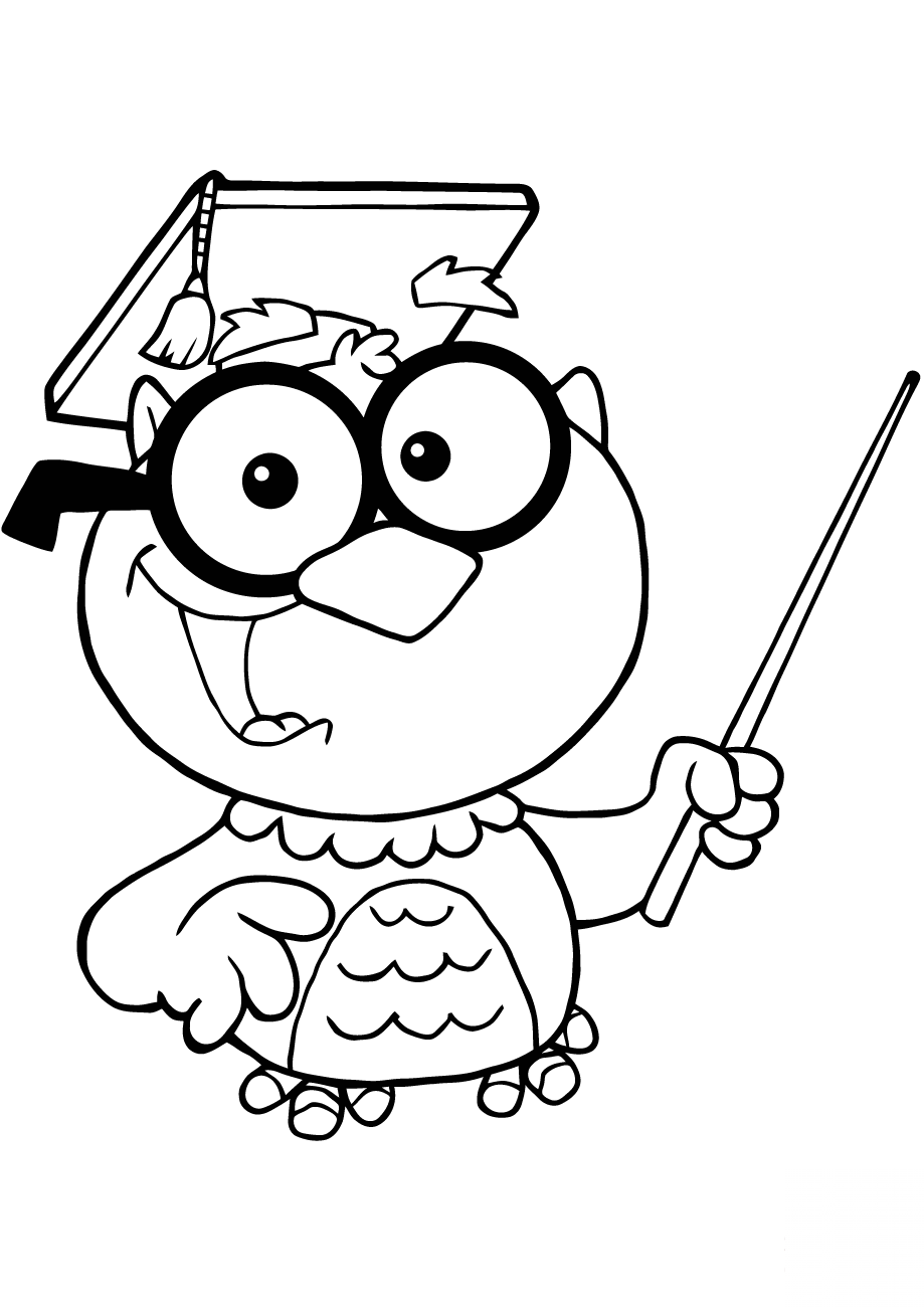 Owl Teacher with Graduate Cap and...