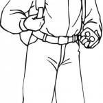 Bystry chłopiec w okularach niosący...