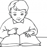 School Boy Reading a Book