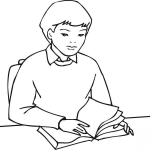 Uczeń czytający książkę