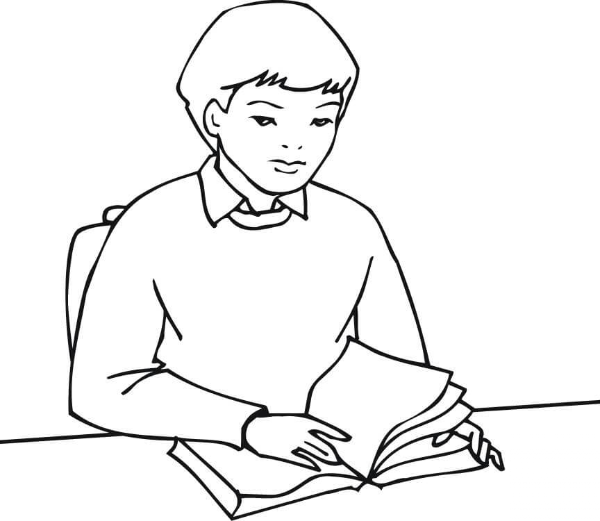 Uczeń czytający książkę