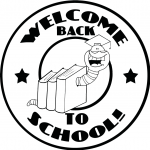 Mascot Bookworm with Text Back to...