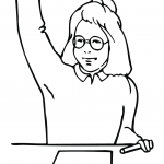 School Girl Raising Hand