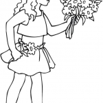 Dziewczynka trzymająca bukiet kwiatów