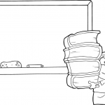 Uczennica z książkami przy tablicy...