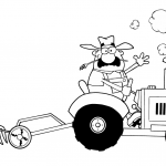 Wesoły rolnik prowadzący raktor