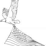 Bald Eagle Carrying American Flag