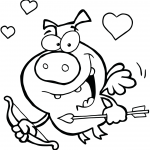 Cupid Pig Flying with Bow and Arrow