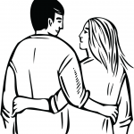 Couple with Arms Around Each Other
