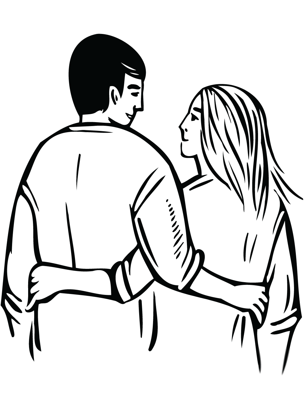 Couple with Arms Around Each Other