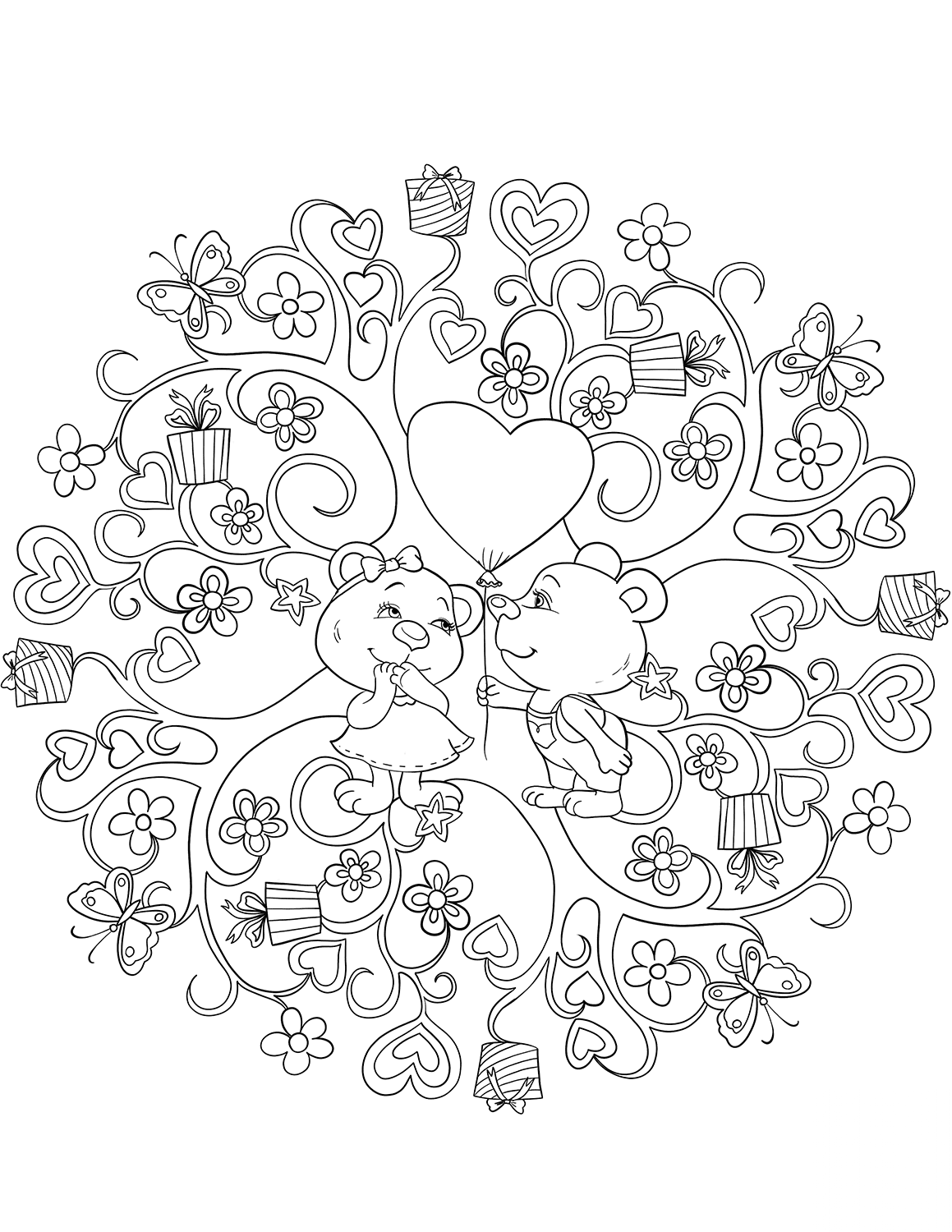 St. Valentine Mandala with Two Cute...