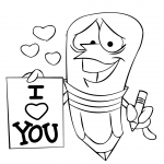 Cartoon Pencil Character Holding an...