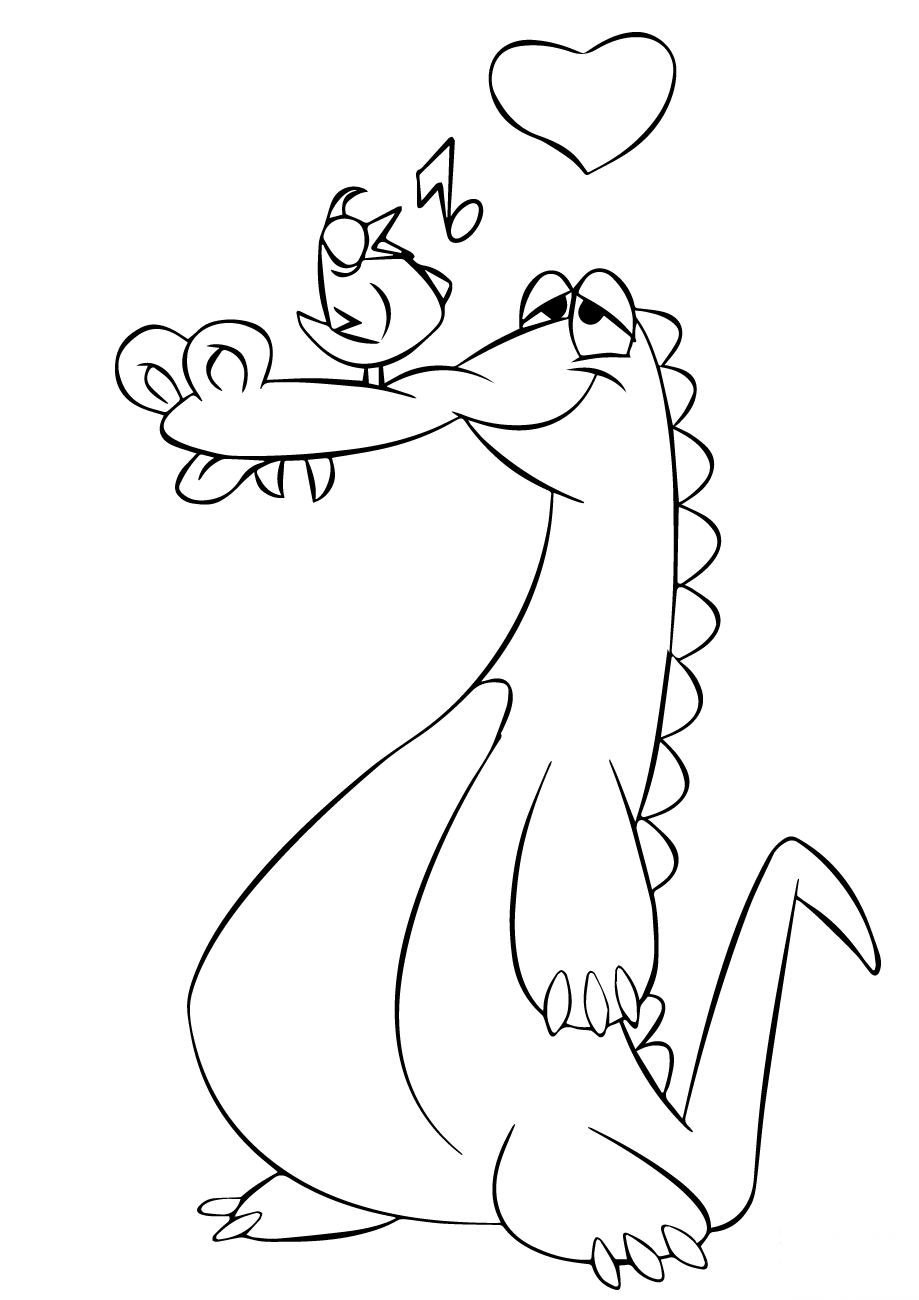 Cartoon Crocodile and Bird