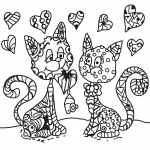 Two Cats in Love Zentangle