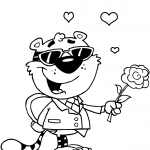 Romantic Tiger with Flower and Gift