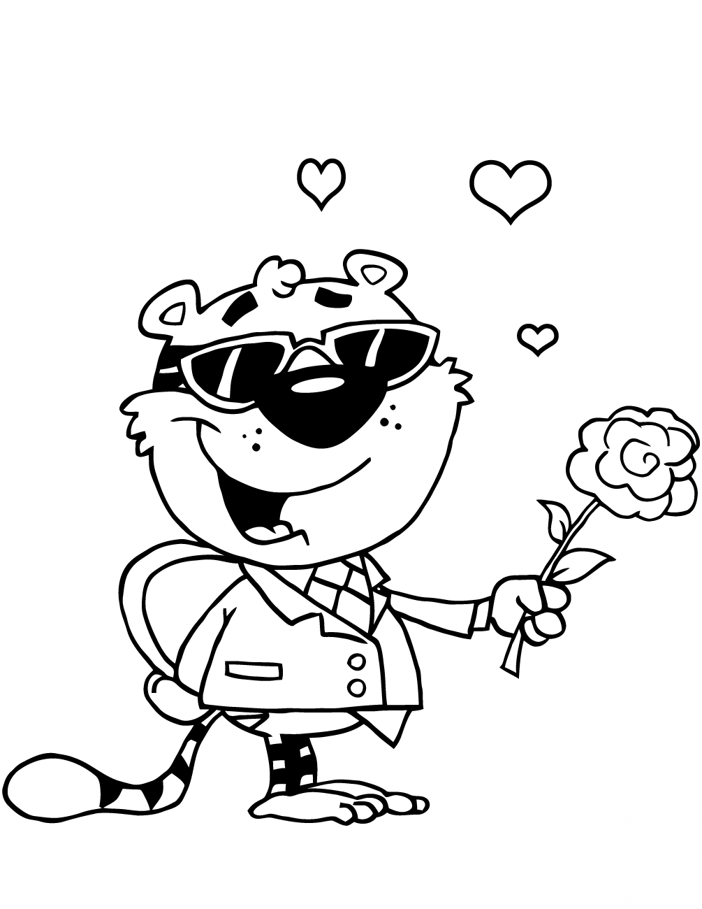 Romantic Tiger with Flower and Gift