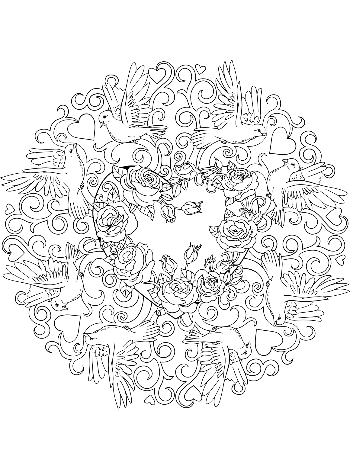 St. Valentine Mandala with Roses...