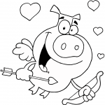 Cupid Pig Flying with Hearts