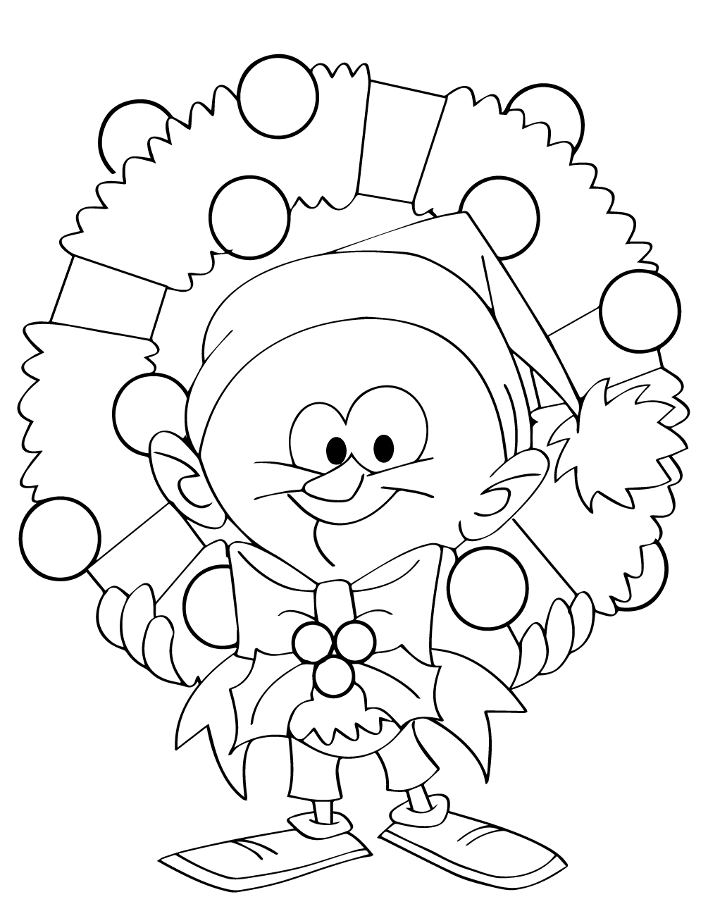 Cartoon Guy Holding Christmas Wreath