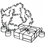 Xmas Wreath, Candles and Gift Box