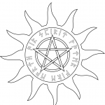Wiccan Pentagram with Five Elements