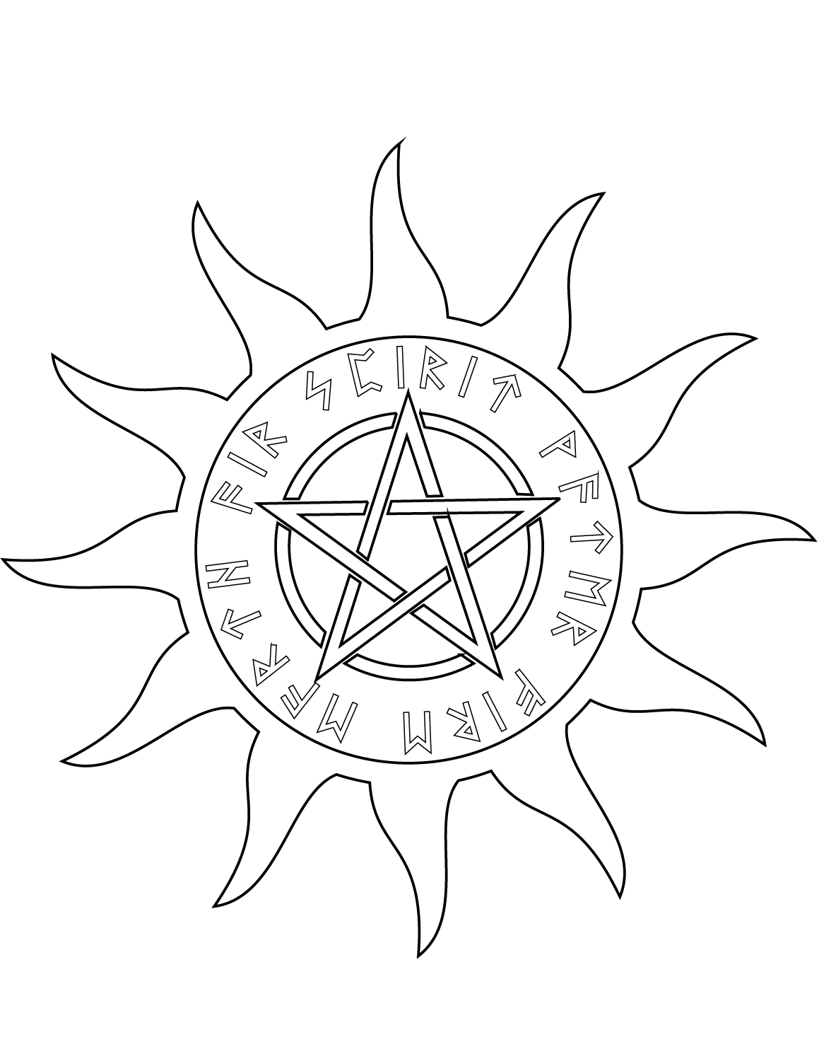Wiccan Pentagram with Five Elements