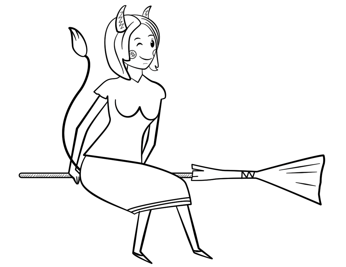 Pretty Witch on Broom