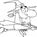 Wiedźma Halloween lecąca na miotle