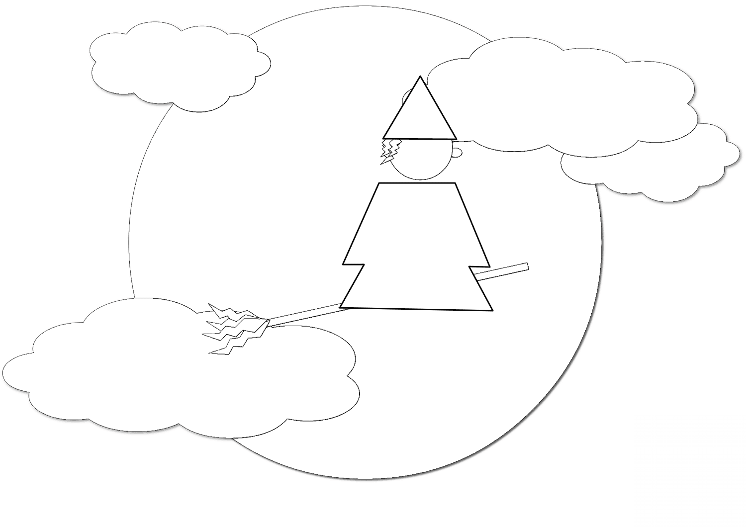 Witch on a Broomstick Flying in...