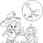 Cute Little Witch Cooking a Potion...
