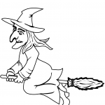 Halloween Witch on a Broom