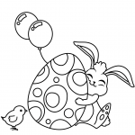 Cute Easter Rabbit Hugging Egg