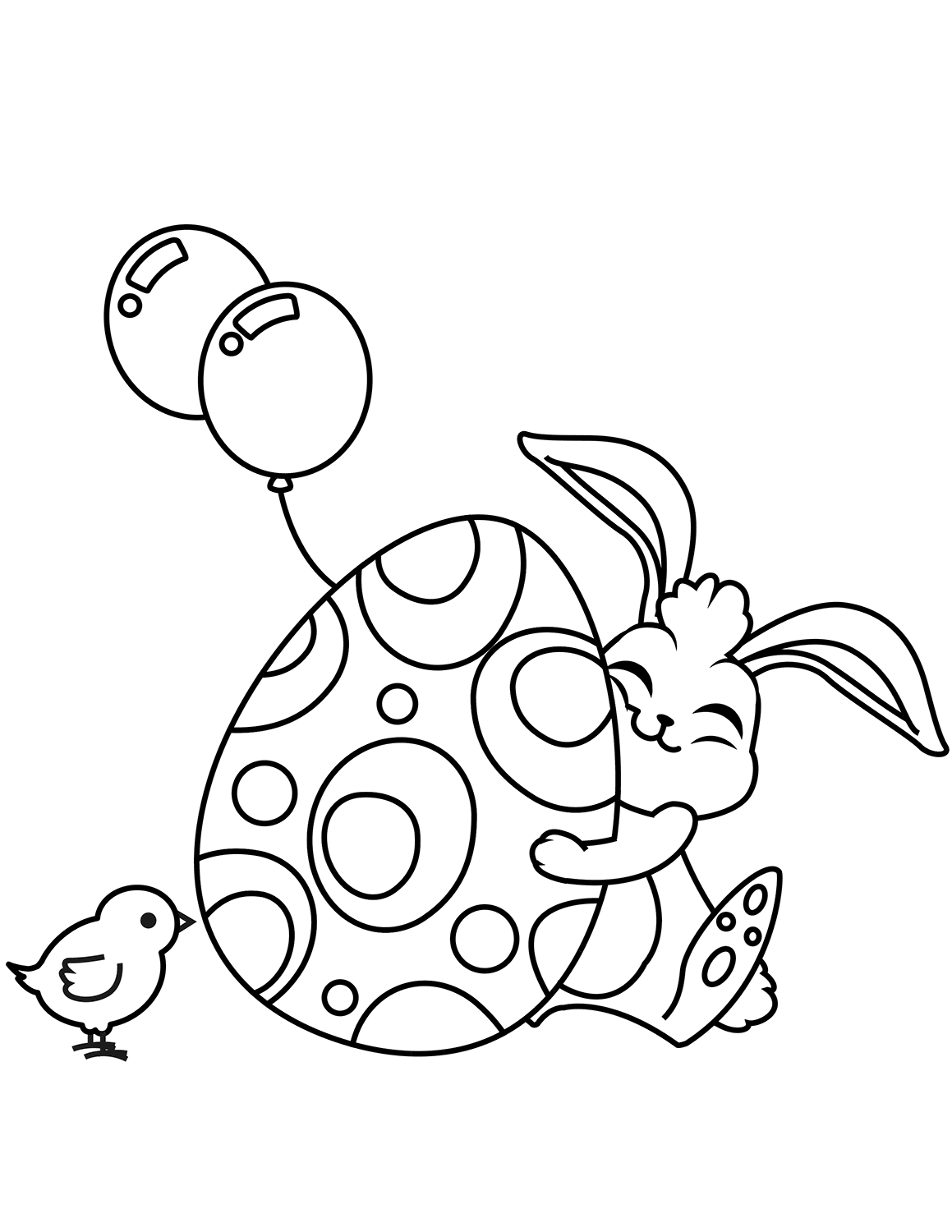 Cute Easter Rabbit Hugging Egg