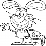 Waving Bunny with Easter Eggs and...