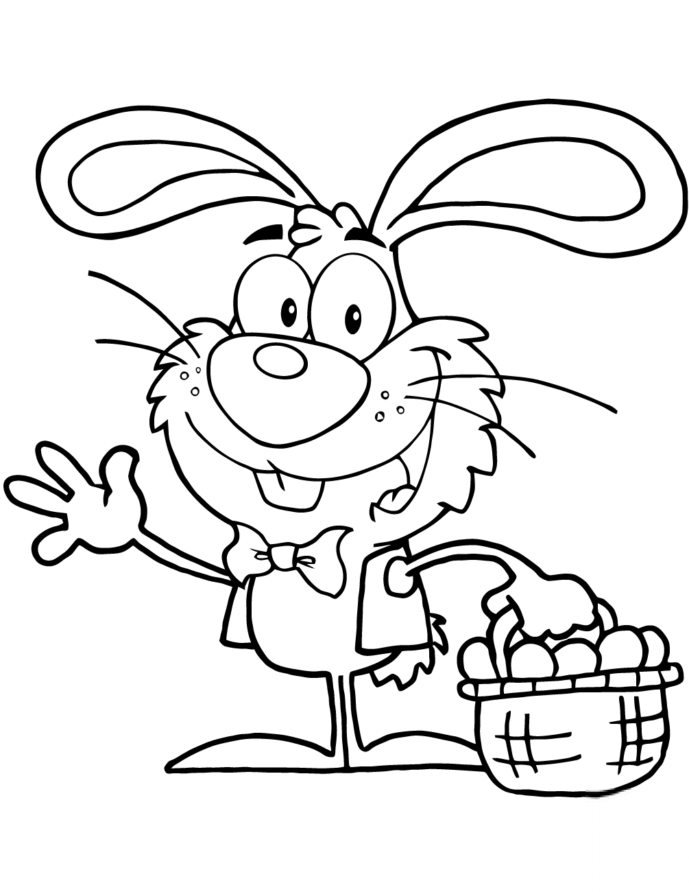 Waving Bunny with Easter Eggs and...