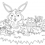 Easter Bunny Painting Easter Eggs