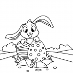 Cute Bunny with Two Easter Eggs